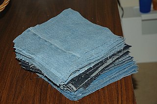 squares of jeans