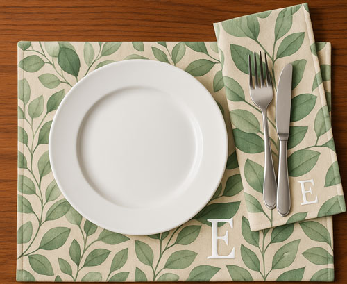 dinner placemat with matching cloth napkin